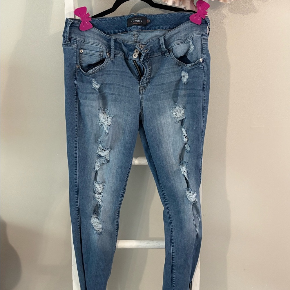 Torrid Light Blue Distressed Skinny Jeans